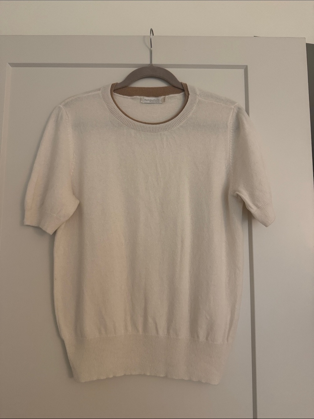 Short Sleeve Crewneck Sweater in Cream